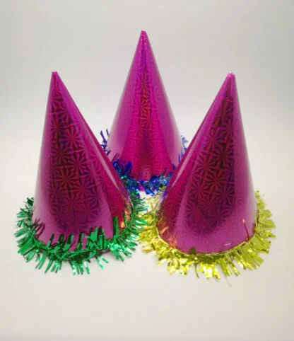 20cm Metallic Laser Party Hat – Mix Colors (Pack of 10) - Image 3