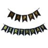 Happy Birthday Banner Gold Letter - Black