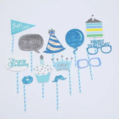 12pcs Birthday Photo Booth Props(Blue)