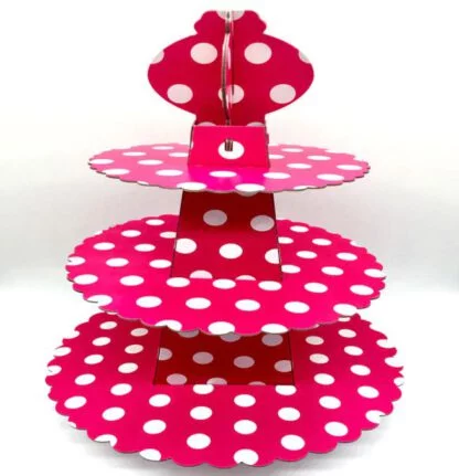 Polka Dot Cup Cake Stand (Rose Pink)