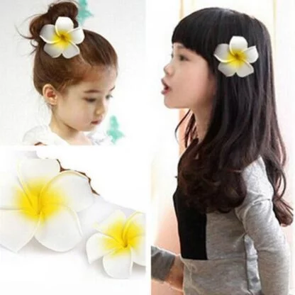 2pcs Plumeria Flower Hair Clip - Red - Image 5