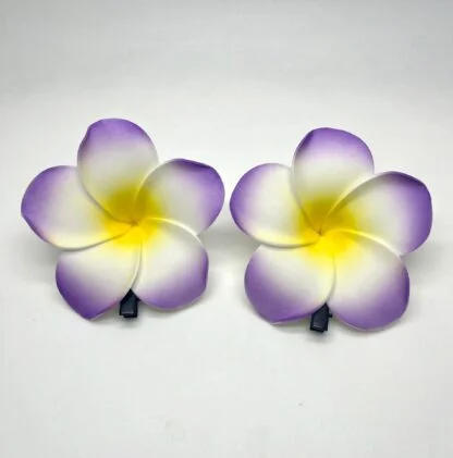 2pcs Plumeria Flower Hair Clip - Purple