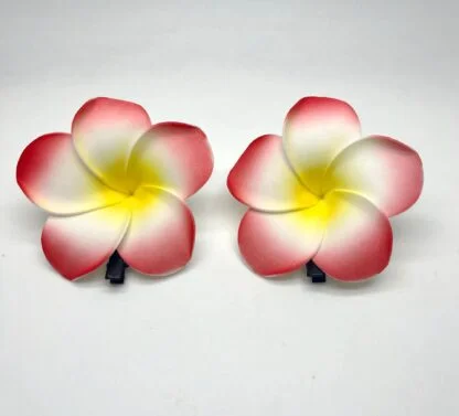 2pcs Plumeria Flower Hair Clip - Red