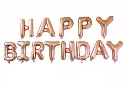 16 inch Happy Birthday Foil Balloon Set (Rose Gold)