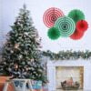 Paper Fan Decoration - Red & Green - Image 2