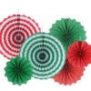 Paper Fan Decoration - Red & Green