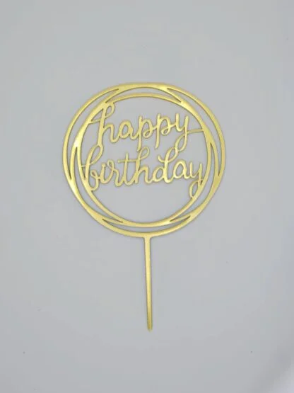 Happy Birthday Acrylic Cake Topper (Gold)