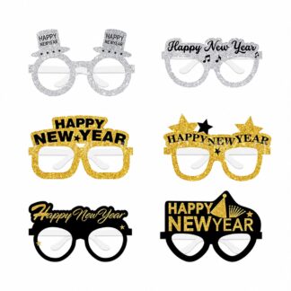 6pcs Happy New Year Paper Glasses