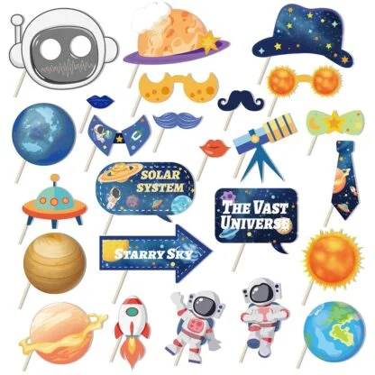 25pcs Space Themed Photo Booth Props