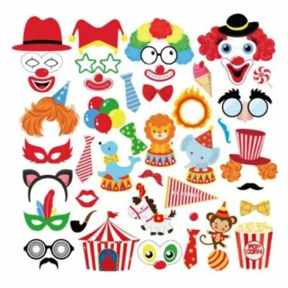 44pcs Carnival Circus Themed Photo Booth Props