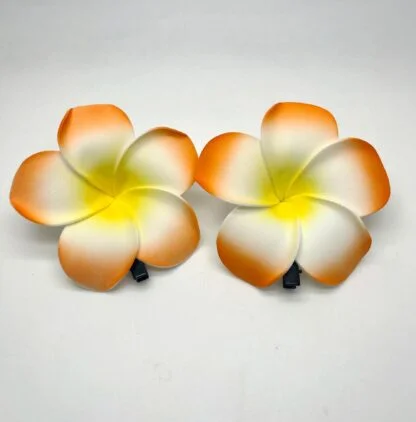 2pcs Plumeria Flower Hair Clip - Orange