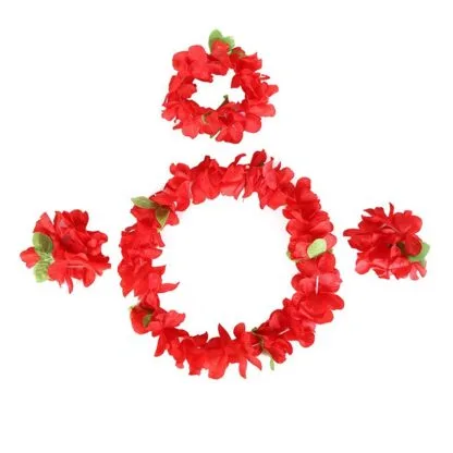 Hawaiian Garland 4pcs set (Red)