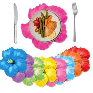 12pcs Disposable Hibiscus Flower Shaped Table Mats