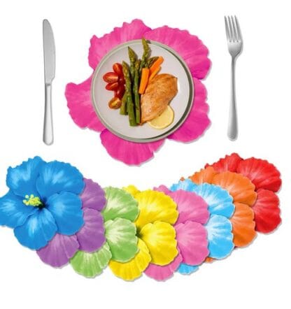 12pcs Disposable Hibiscus Flower Shaped Table Mats