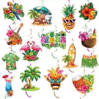 15pcs Hawaiian theme Hanging Swirl Decorations