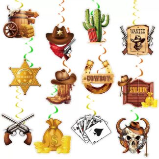 12pcs Cowboy theme Hanging Swirl Decorations