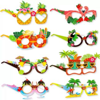 8pcs Hawaiian Themed Paper Glasses (A)